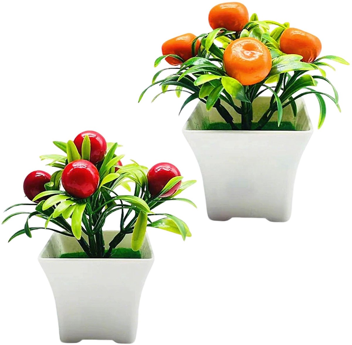 BRENZOOS- Kunstfruitboom Realistisch Ontwerp - Bonsai - Kunstmatige Sinaasappelbloesem - Kunstmatige Vruchten - Kunstplant - Duurzaam Materiaal - Nepplant