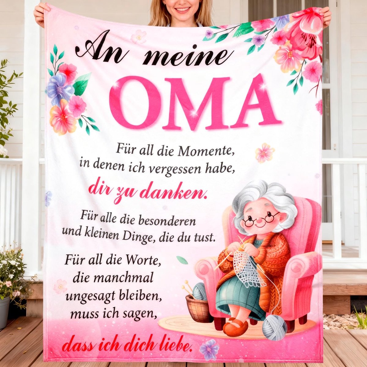 BRENZOOS - Knuffeldeken voor Oma met Hartverwarmende Boodschap