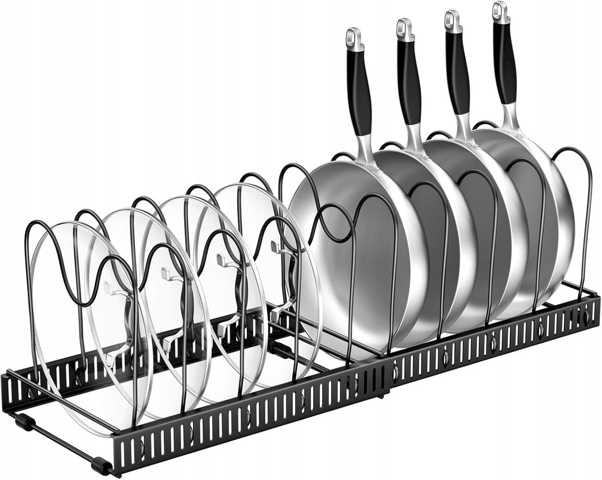 Verstelbare Panen Organizer met 10 Vakken - Metaal 58x18cm