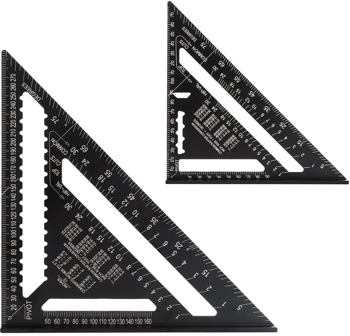 BRENZOOS- Metalen Winkelhaak Set - 300mm/180mm - Aluminium - Triangulaire Hoekmeter - Precisie - Schaalverdeling