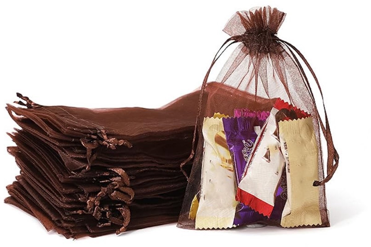 BRENZOOS- Organza Tassen Set van 20 - Kleurige Tassen - Cadeautassen - Trouwtassen - Verpakkingstassen - 7 x 9 cm - Met Trekkoord - Geschenktassen