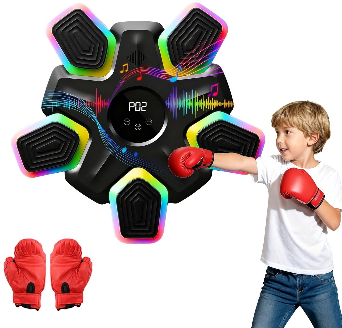 BRENZOOS - Boxing Machine - Trainingsapparaat - Professioneel met Bluetooth - Grijs - Indoor Gym - Geschikt voor Kinderen en Volwassenen