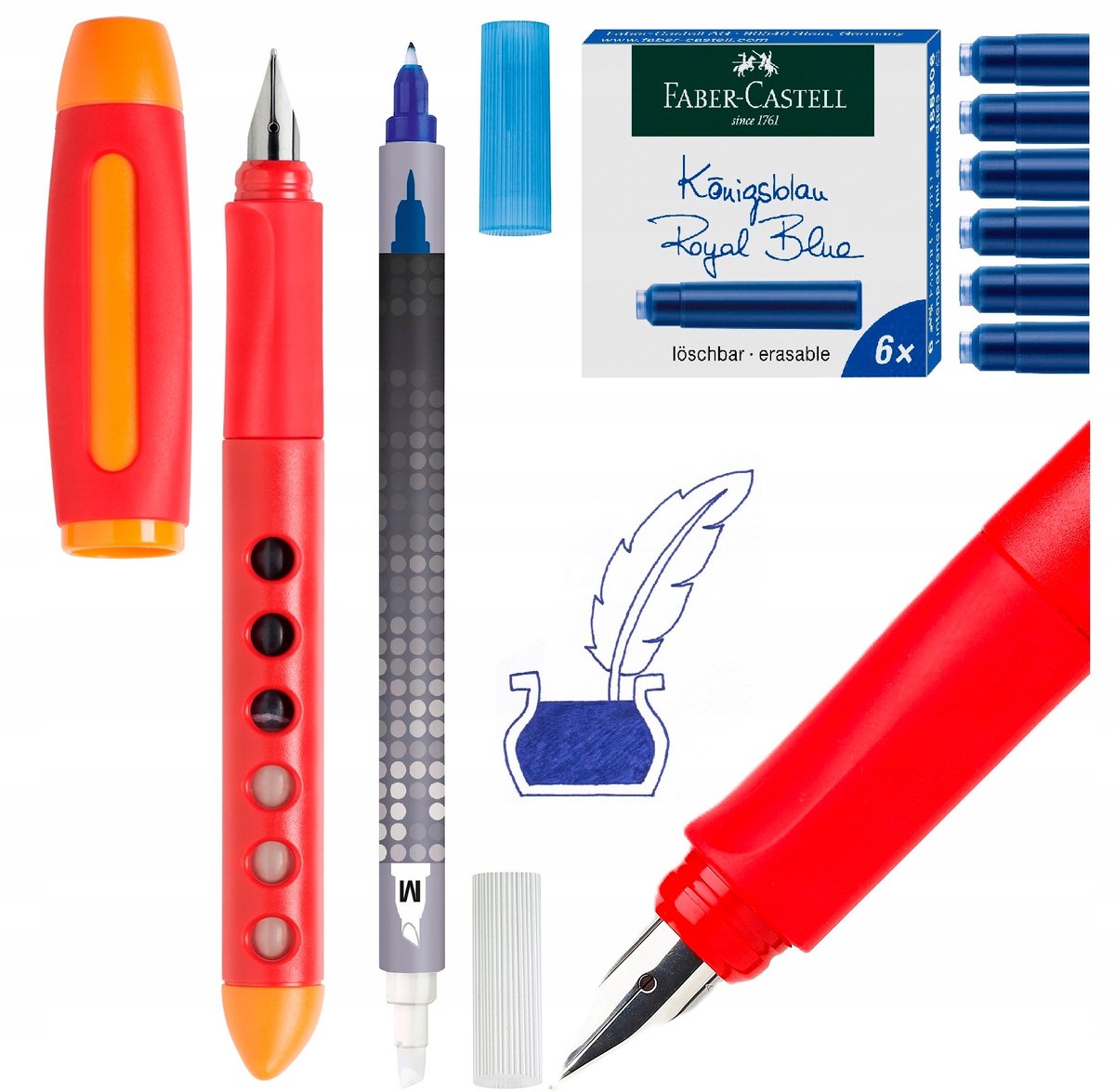 Faber-Castell Scribolino linkshandige vulpenset met inkt en gom