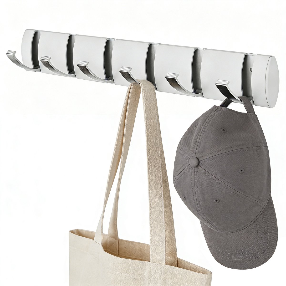 Opvouwbare Wandkapstok met 6 Haken - Ruimtebesparend & Modern Wit