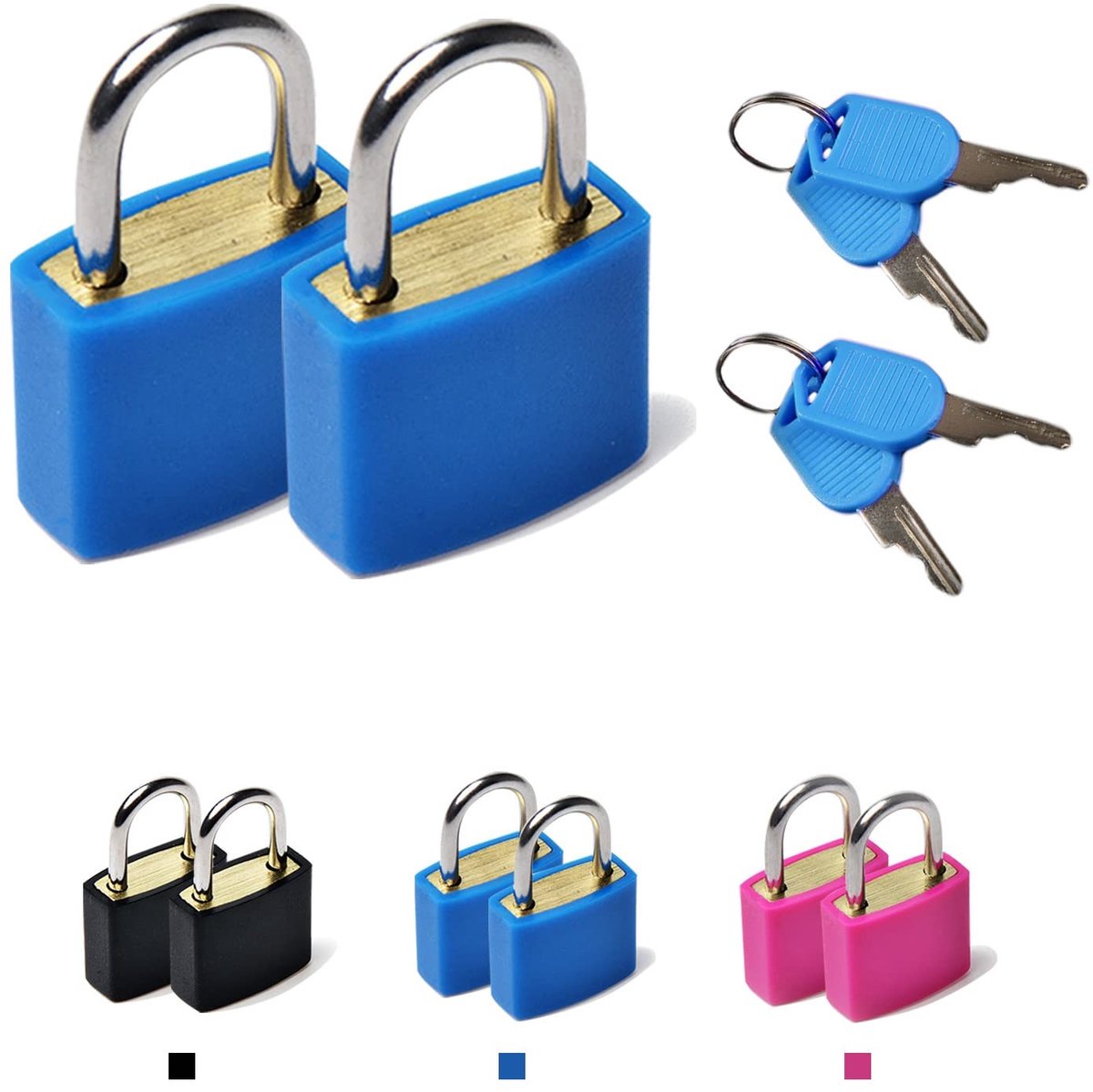 Dailygoods- Kofferslot met Sleutel - 2 Stuks - Klein Veiligheidsslot - Draagbaar Mini-slot - Corrosiebestendig - Voor Bagage/Tas - Bagageslot