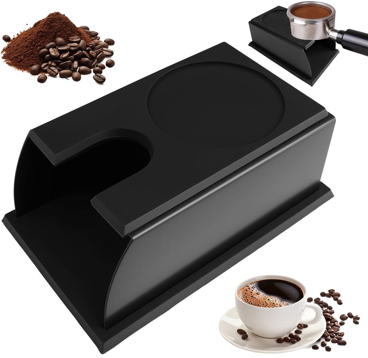 Dailygoods- Tamperstation Roestvrij Staal - Tampermat - Tampingstation - Zeefdrager - Barista-accessoires - Antislip en Eenvoudig Ontwerp