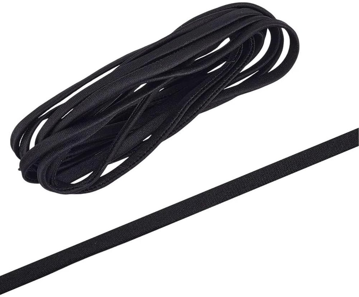 Dailygoods- Stropdas Dames 180 cm - Zwart Veterlint - Trouwjurk Koord - Rits Vervanging - Bruiloft Prom Jurken - Polyester 6 mm breed - Corsetkoord