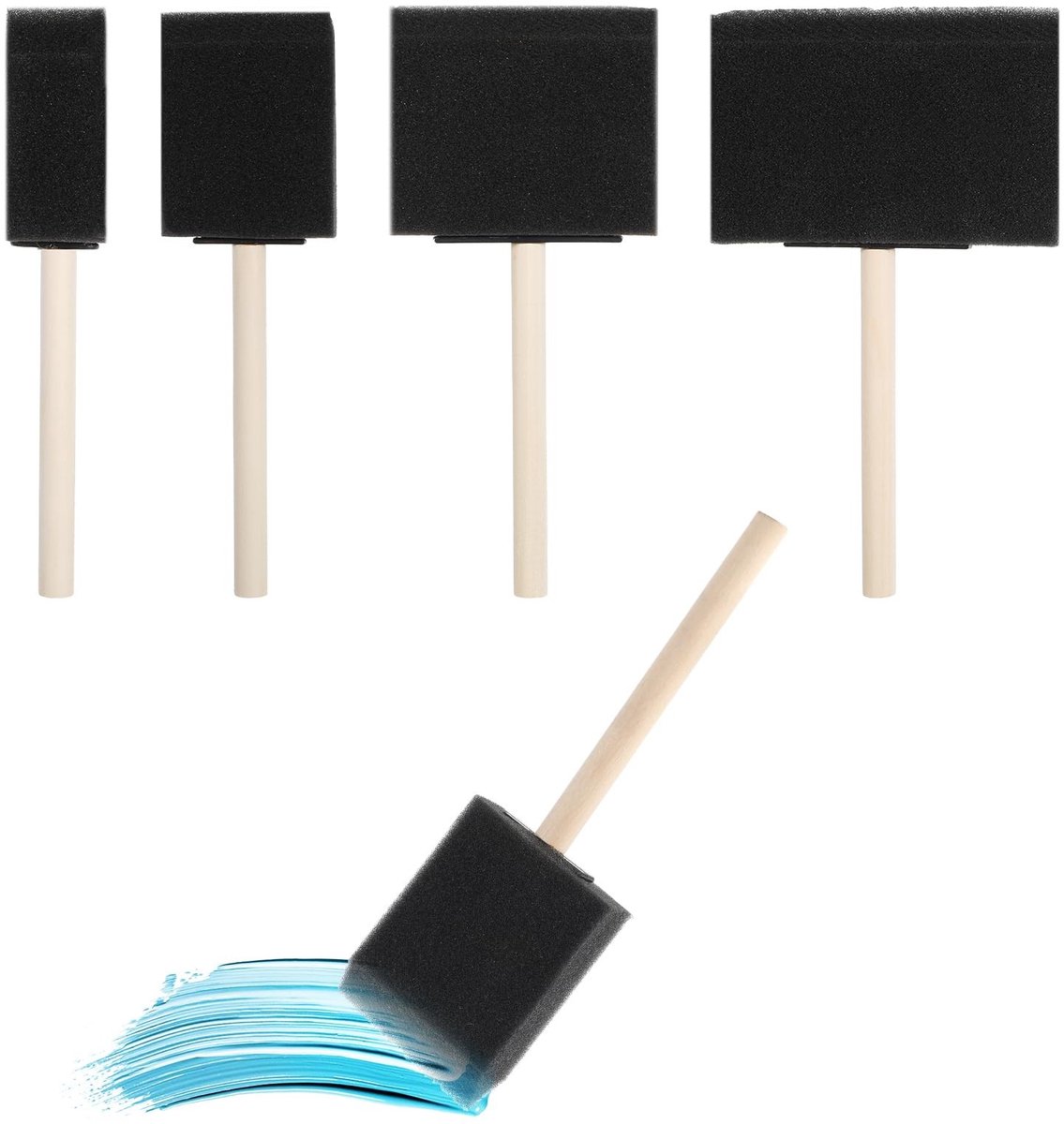 Dailygoods- Sponspenselen 4 Stuks - Schuim Borstel - Dompelpinsels - Kleurapplicateur - Schilderbenodigdheden - Hoogwaardige Materialen - Verfspons