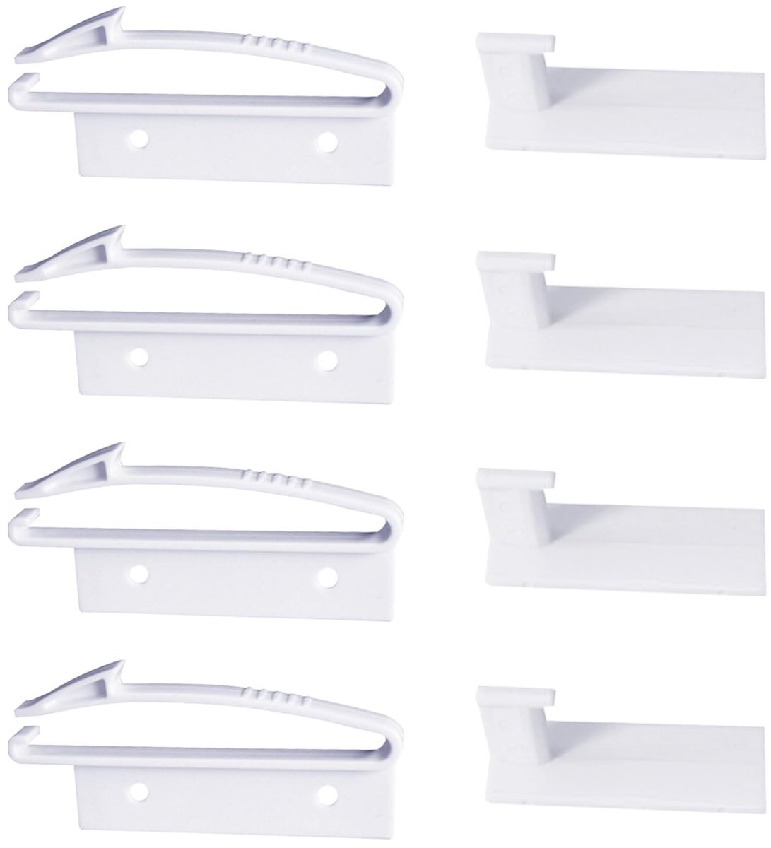 Dailygoods- Ladeveiligheidsloten 4 stuks - Kindveilige Meubelvergrendeling - Onzichtbare Ladevergrendeling - Veiligheidskastsloten - Eenvoudig te installeren - Wit kunststof 82 x 36,5 mm - Kindveiligheidslock