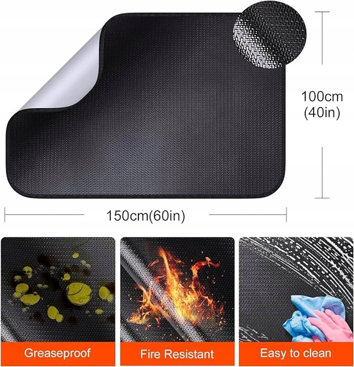 Vuurbestendige Grillmat 150x120 cm - Bescherm uw ondergrond