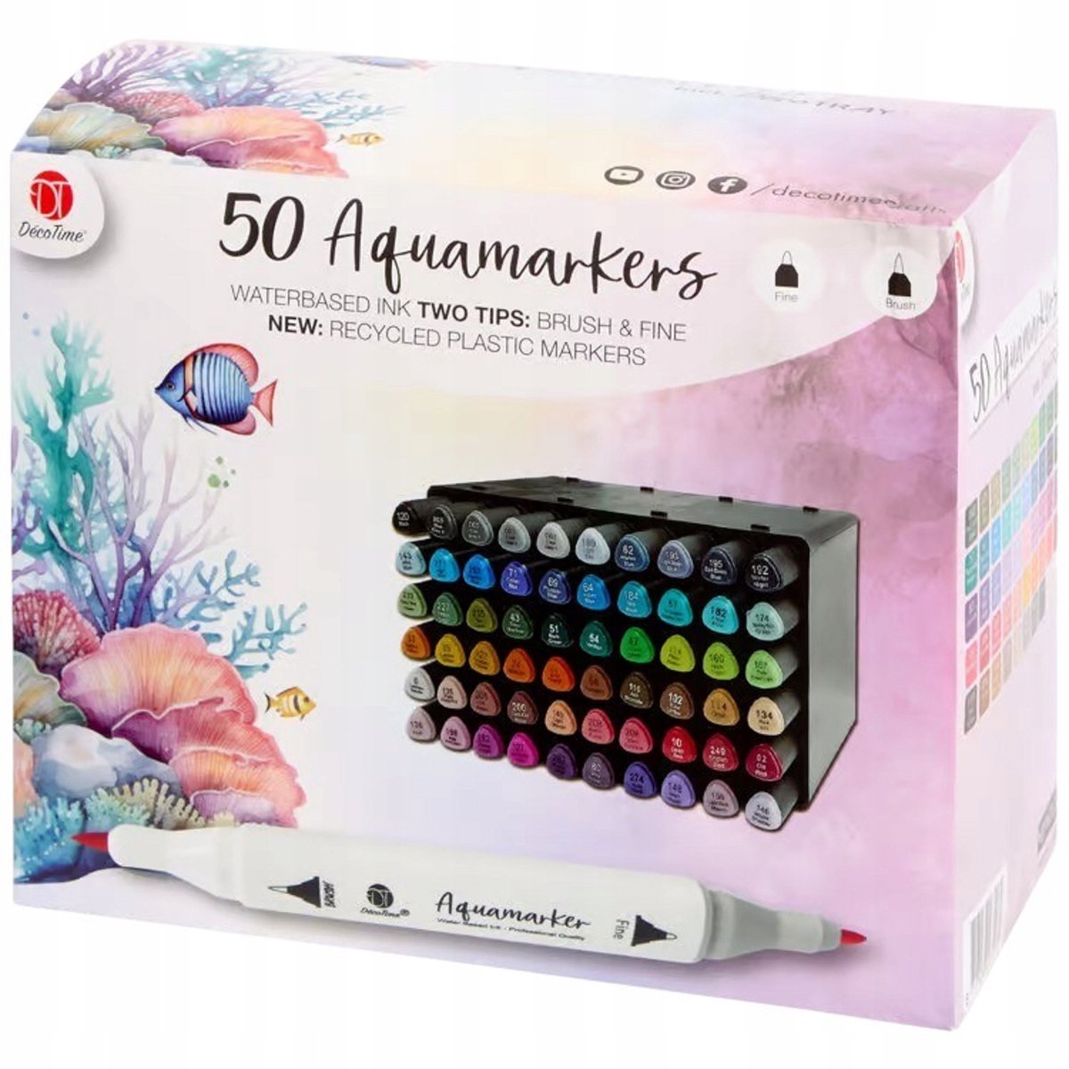 50x aquarelstiften Twin Markers - Levendige kleuren, dubbele punt