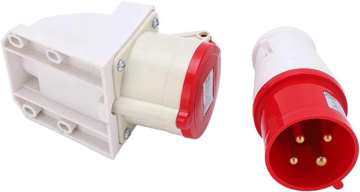 Dailygoods- Stekkerdoosset 380-415V 32A 4Pin - IP44 Waterdicht - Industriële Toepassing - Commercieel Gebruik - Bouwplaatsen - Hoogwaardige Koperen Geleiding - Industriële Stekker