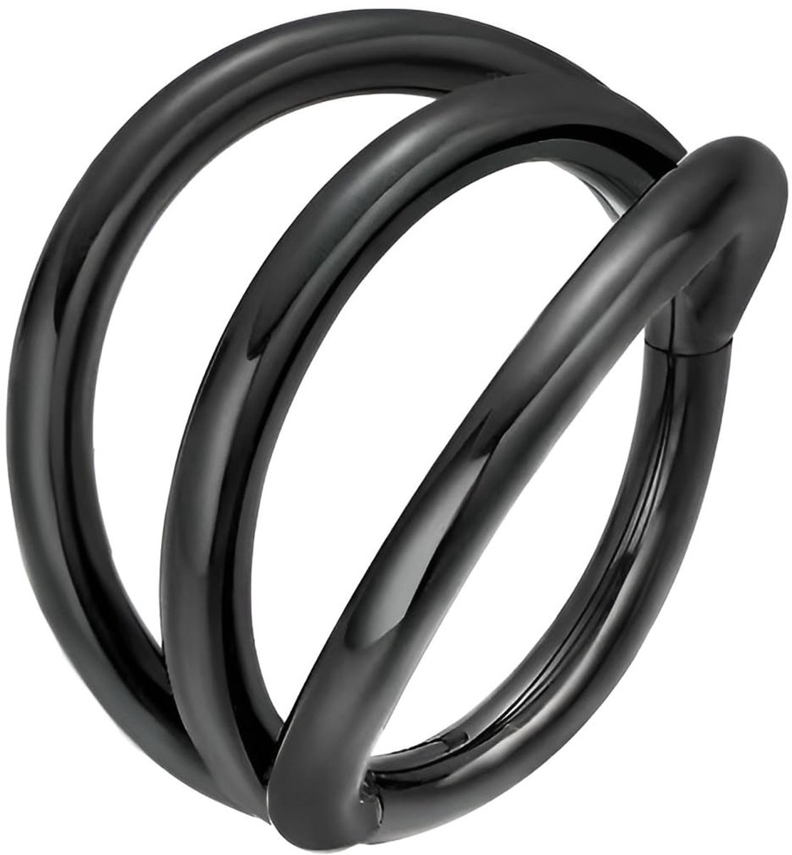 Dailygoods- Neusring Opklapbaar - Septumring - Dubbele Ring - Kraakbeenpiercing - Roestvrij Staal 316 - Diameter 8 mm - Piercing