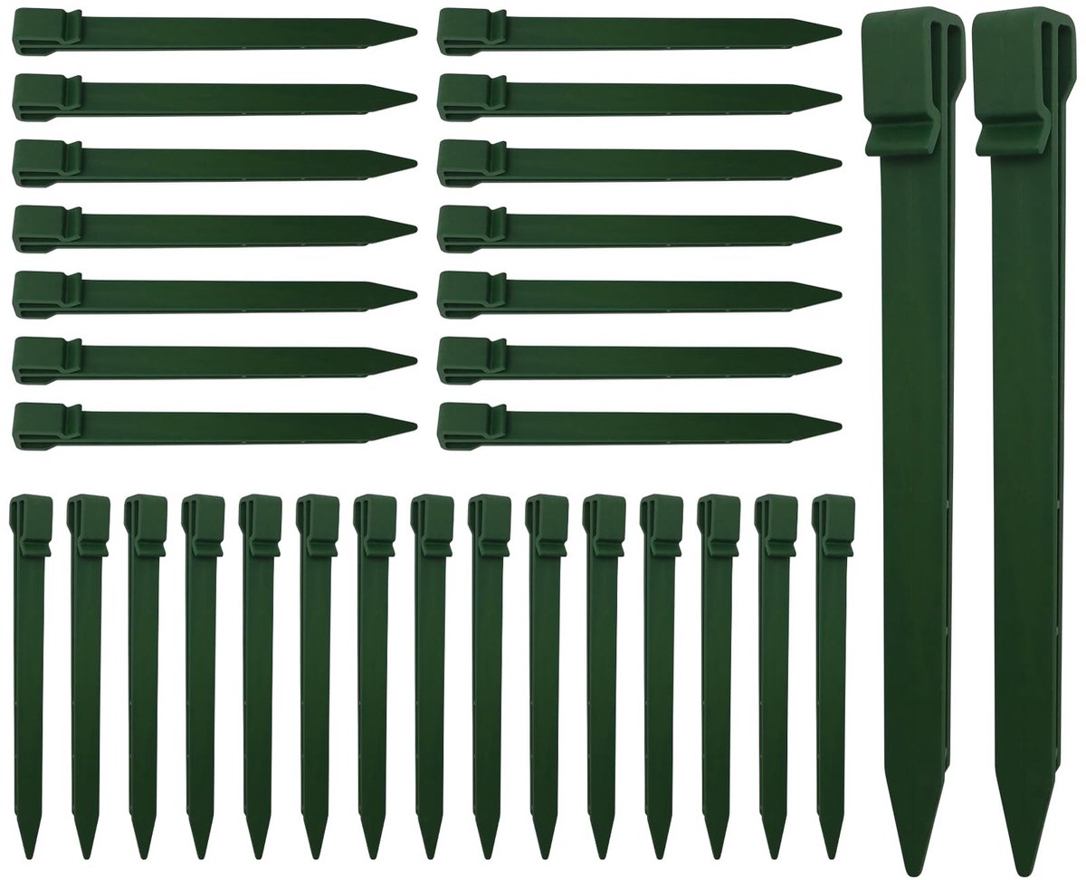 Dailygoods- Ankerstokken 24 cm - 22 Stuks - Robuuste Kunststof - Haringen met Haken - Voor Zachte Vloeren - Gazonrand