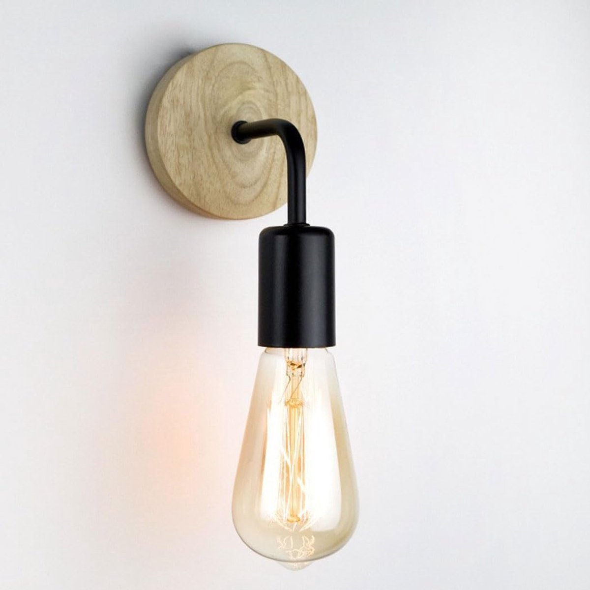 ZVD Wandlamp voor badkamer/spiegel – Rustieke badkamerverlichting – Vintage wandlampen, industriële metalen wandlamp met 1 lichtpunt voor slaapkamer, keuken, toilet, hal – Zwart