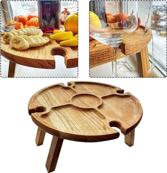 VHV - Campingtafel - Opvouwbare wijntafel - Picknicktafel draagbaar - Kleine buitentafel - Voor camping strand en tuin van Vhv — afbeelding 2