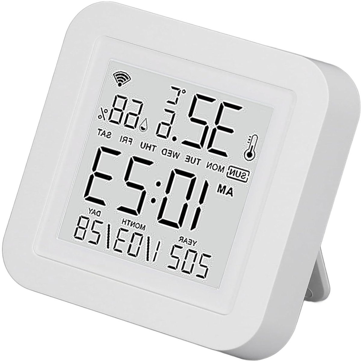 Digitale Hygrometer - Temperatuur Sensor - Binnenklimaat Bewaken - Groot LED Scherm - 12 x 8 x 2 cm - Wit