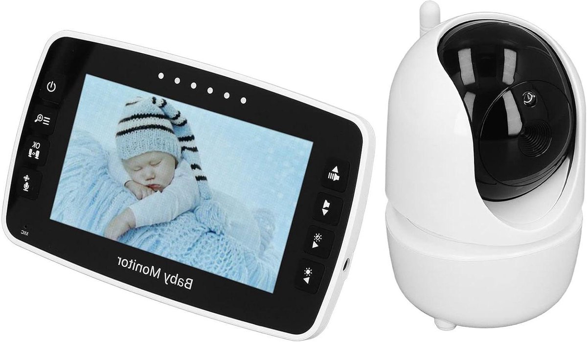 Babyfoon met camera - Video monitor - Kind in de gaten - Temperatuur vochtigheid - 43 inch scherm - Wit