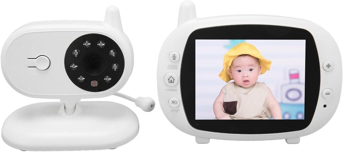 Slimme Babyfoon - Babybewaking Camera - Kind Bewaken - Tweeweg Audio - 3.5-inch Scherm - Wit
