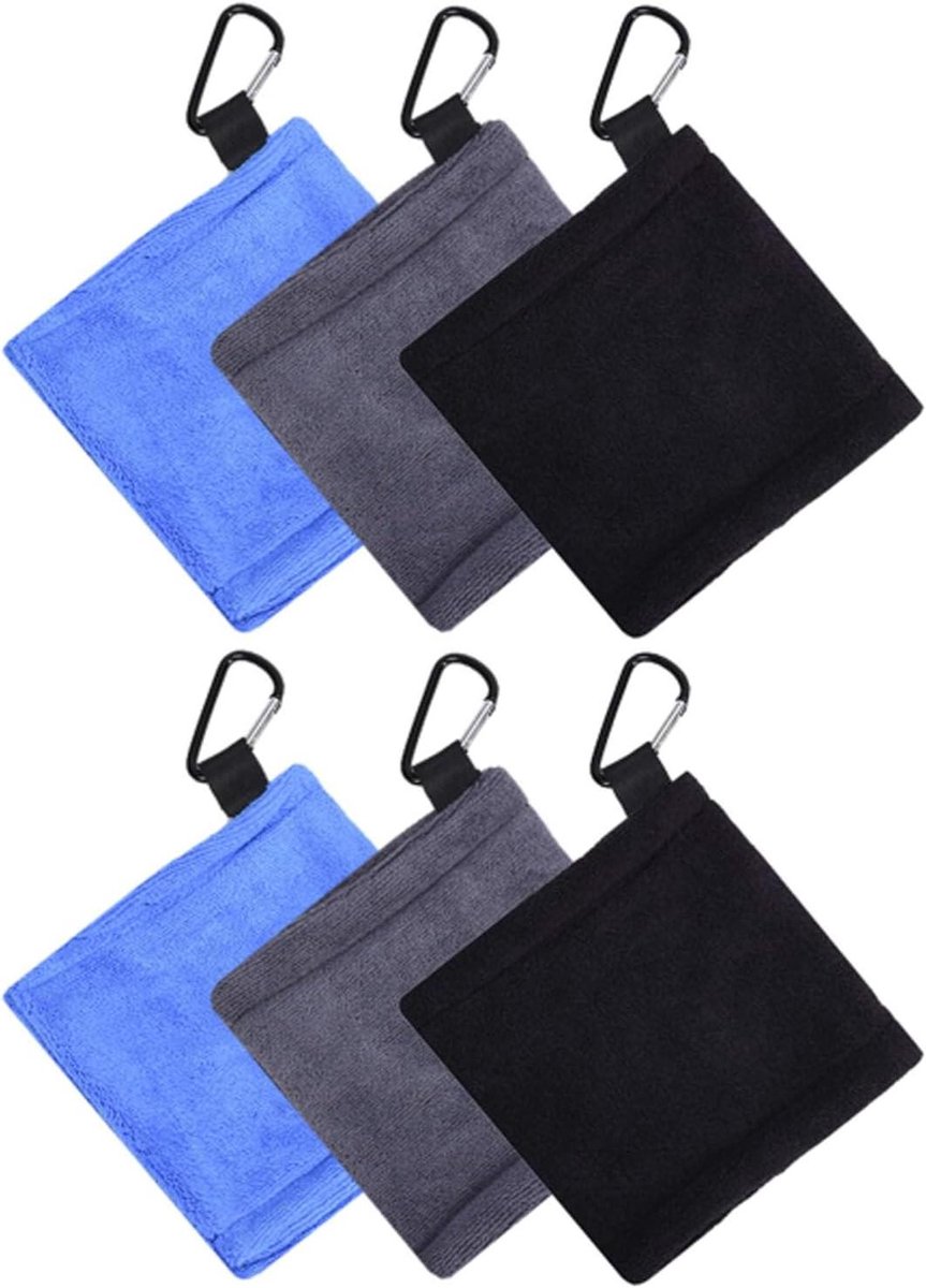 Reinigingsdoekjes Golf - Sport Handdoeken - Sport & Outdoor - Zeer absorberend microvezel - 6 stuks 14x14cm - Mix van kleuren