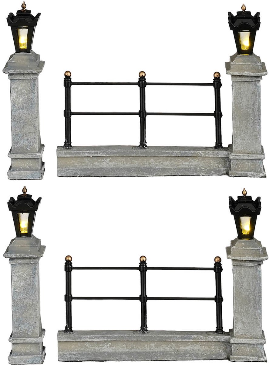 Luville - Fence Grey Lighted - Set van 4