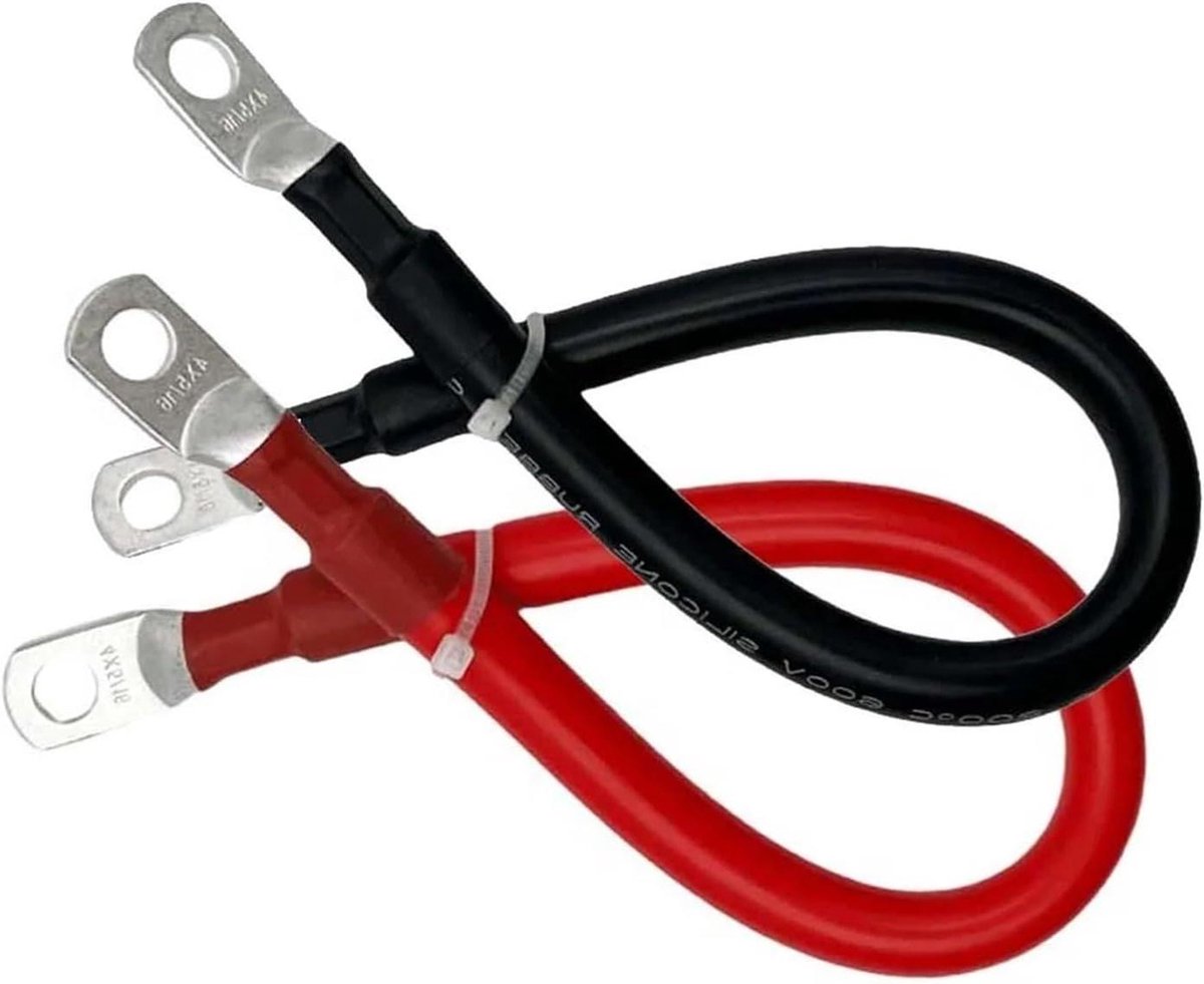 Accu Aansluitkabel - Omvormerkabel Set - Zonne-energie Toepassing - Vergulde Koperen Klemmen - 50 cm - Zwart Rood