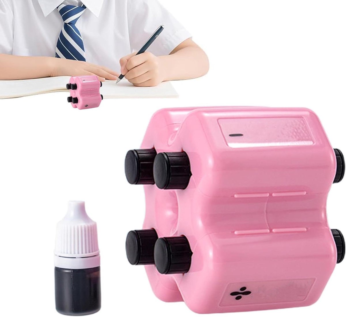 Wiskunde Rolstempel - Educatief Gereedschap - Rekenen Oefenen - 4-in-1 Functies - 9 x 9 x 0.1 cm - Roze