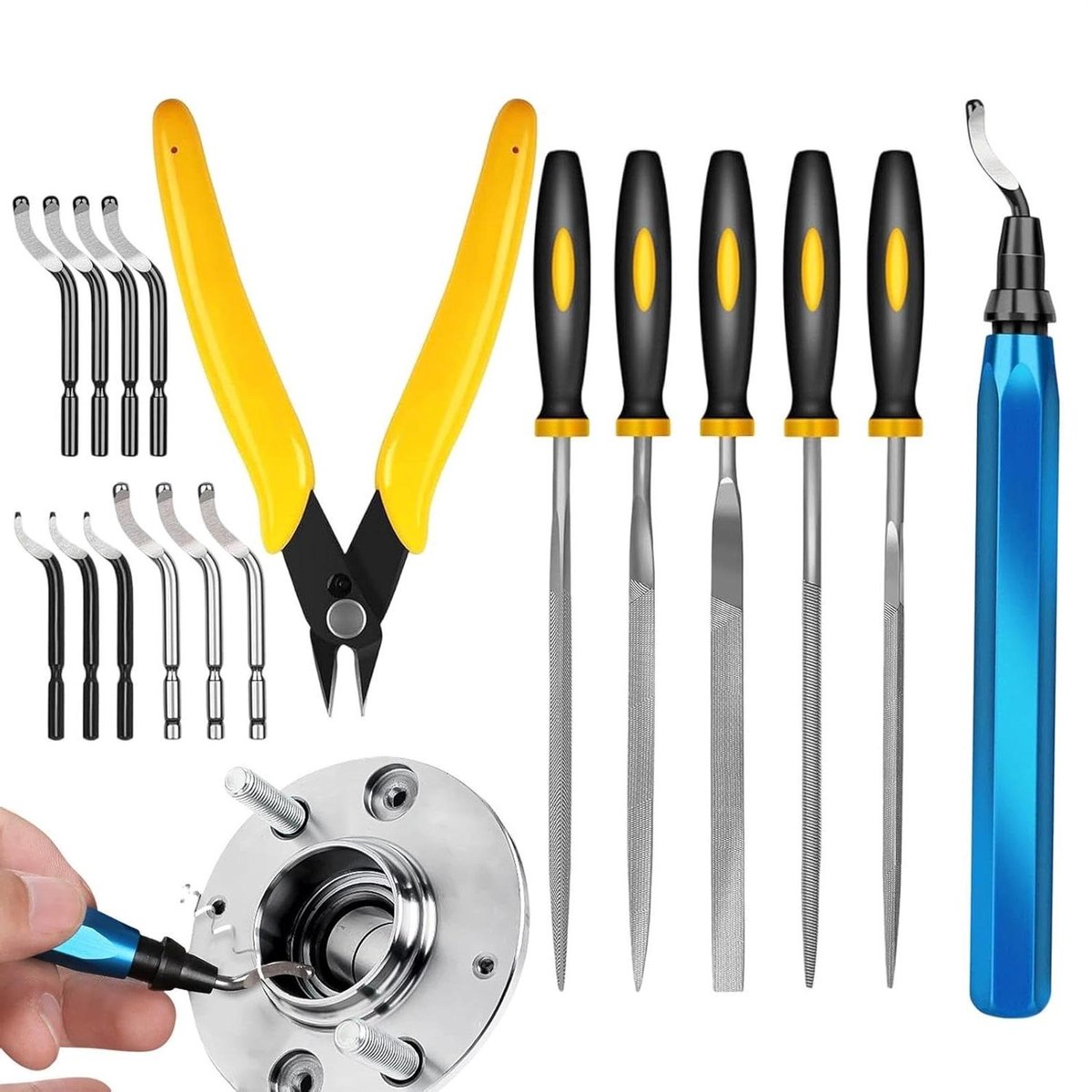 Ontbraamgereedschap Set - Precisie Vijlenset - Randafwerking - Koolstofstaal Constructie - 15 cm - Metaal