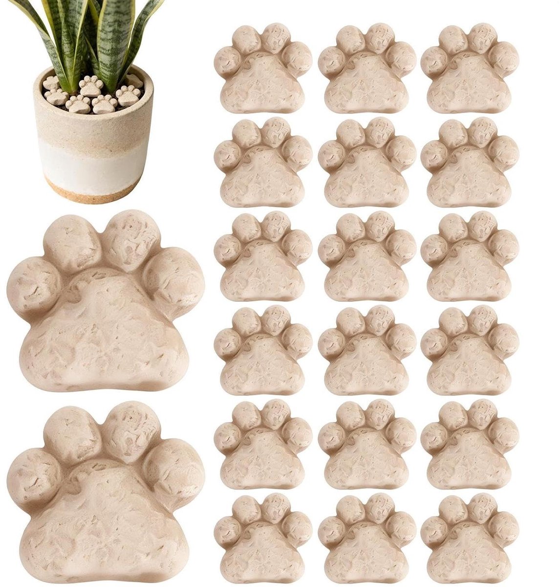 Decoratieve Stenen - Tuin Sierstenen - Tuin Decoratie - Schattige Pootvorm - 20 Stuks - Grijs