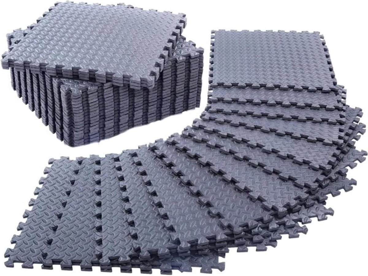 Matras puzzel - EVA vloertegels - Thuis sporten - Vergrendelend ontwerp - 24 tegels - Zwart
