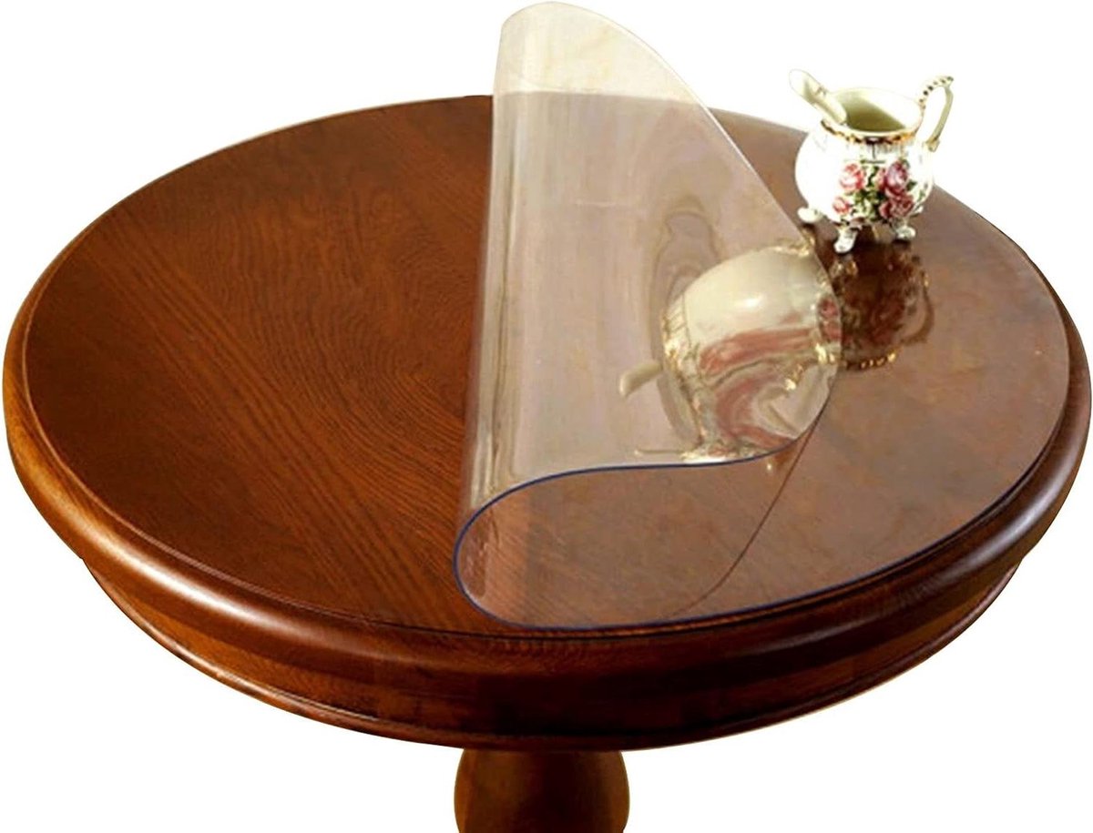 Tafelbeschermer Plastic - Bureau Cover - Meubels Beschermen - Waterdicht Slijtvast - Doorsnede 90cm - Transparant