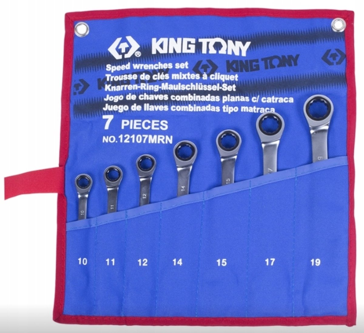 King Tony Ring sleutelset met Ratel 7-delig 10-19mm