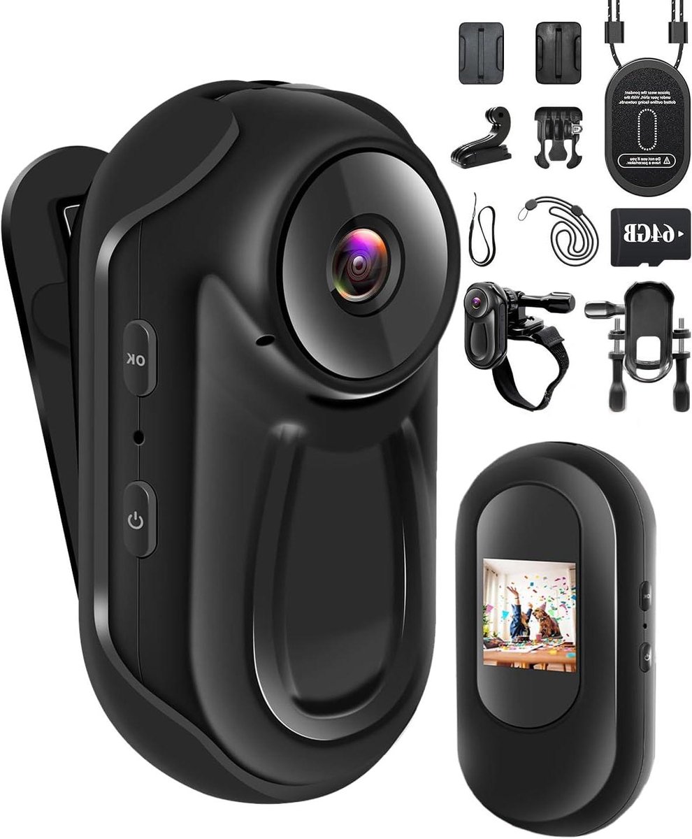 Mini Bodycam - Actiecamera HD - Momenten Vastleggen - Nachtzicht Functie - 64GB Inclusief - Zwart