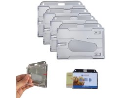 Set van 4 horizontale kaarthouders – hard plastic – geschikt voor ID-kaarten, badges en creditcards – transparante badgehouders – geschikt voor kantoorgebruik, studentenkaarten, creditcards, rijbewijzen, enz. – 8,6 x 5,4 cm