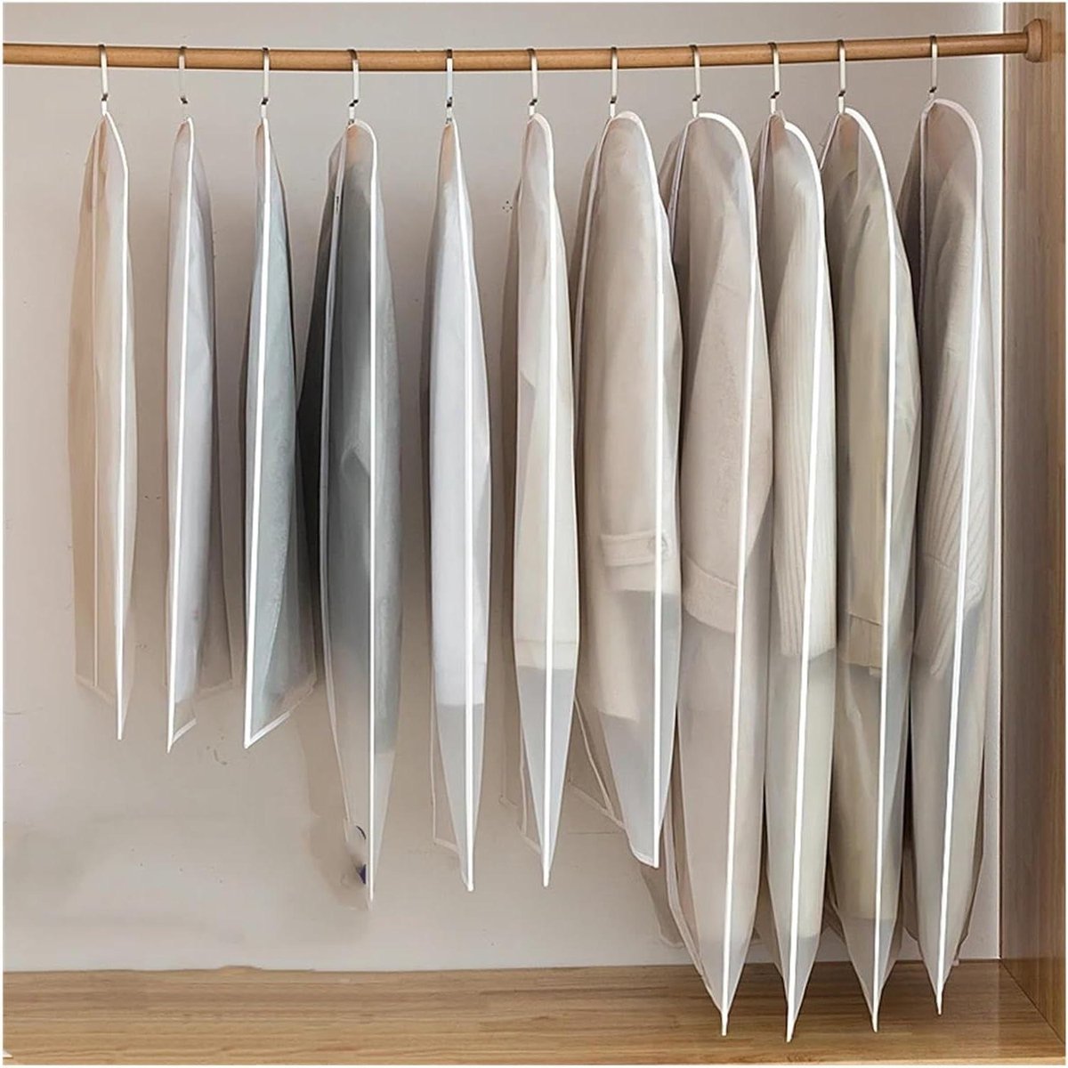 Kledinghoezen Set - Kledingbeschermers - Kleding Opbergen - Stofvrij en Beschermend - 10 Stuks 60x100cm - Transparant