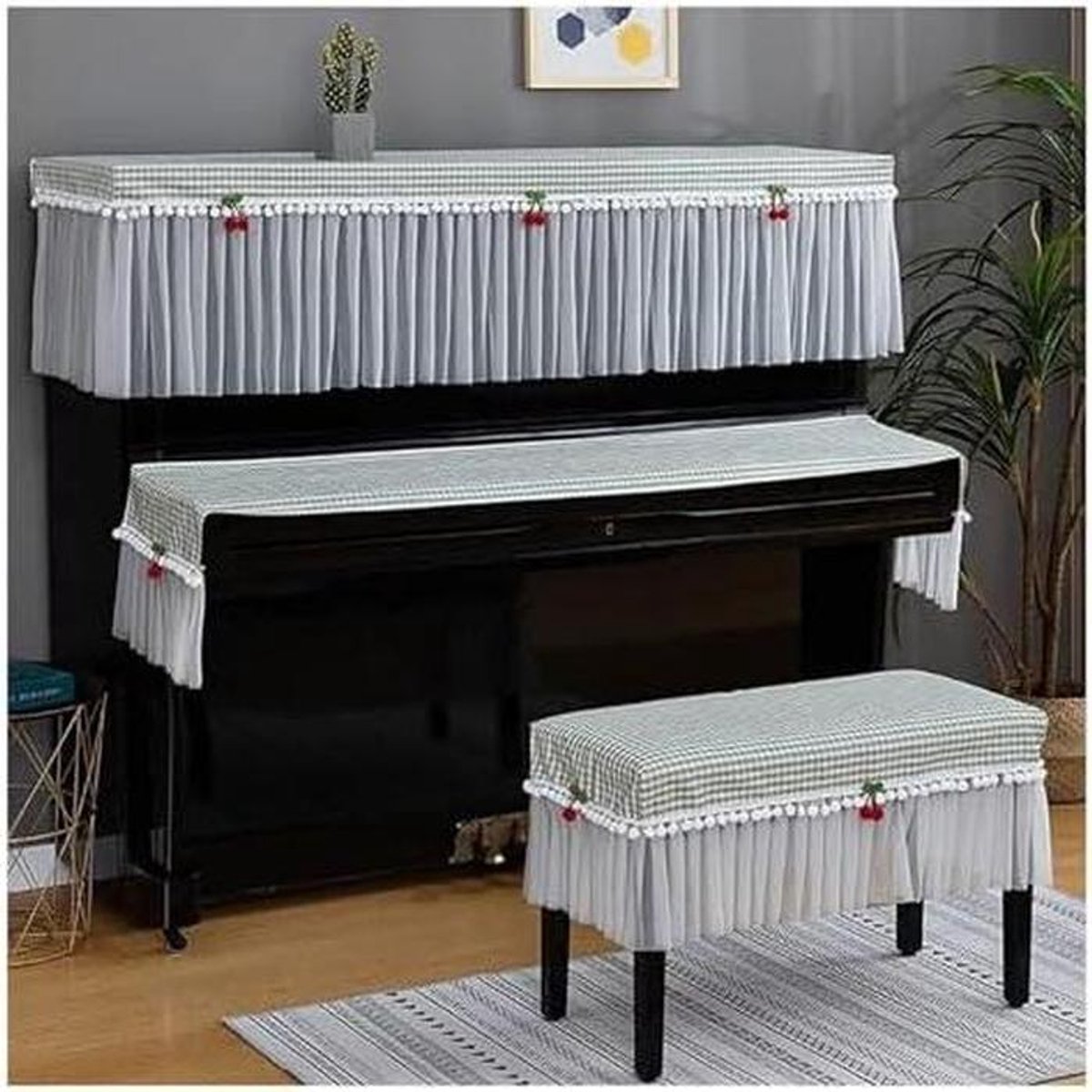 Pianoafdekking Rechtopstaand - Beschermhoes Instrument - Stofvrij Houden - Handig Openingsmechanisme - 157 x 37 cm - Zwart