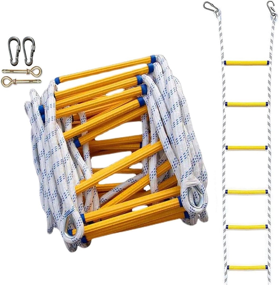 Touwladder - Ontsnappingsladder - Veiligheid thuis - Hoge draagcapaciteit - Tot 30 meter - Zwart