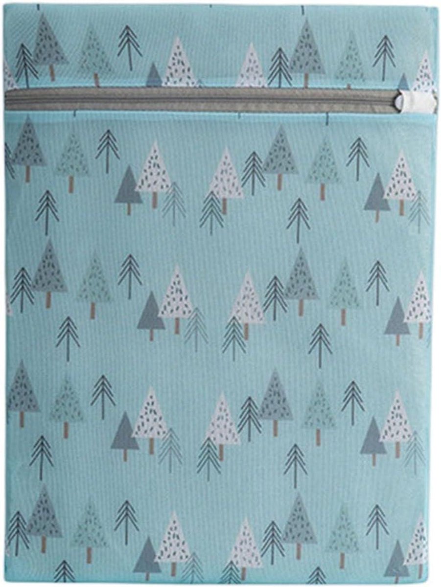 Wasmand Net - Kledingbeschermer - Kleding Beschermen - Ritssluiting Deksel - 40x50cm - Blauw Groen