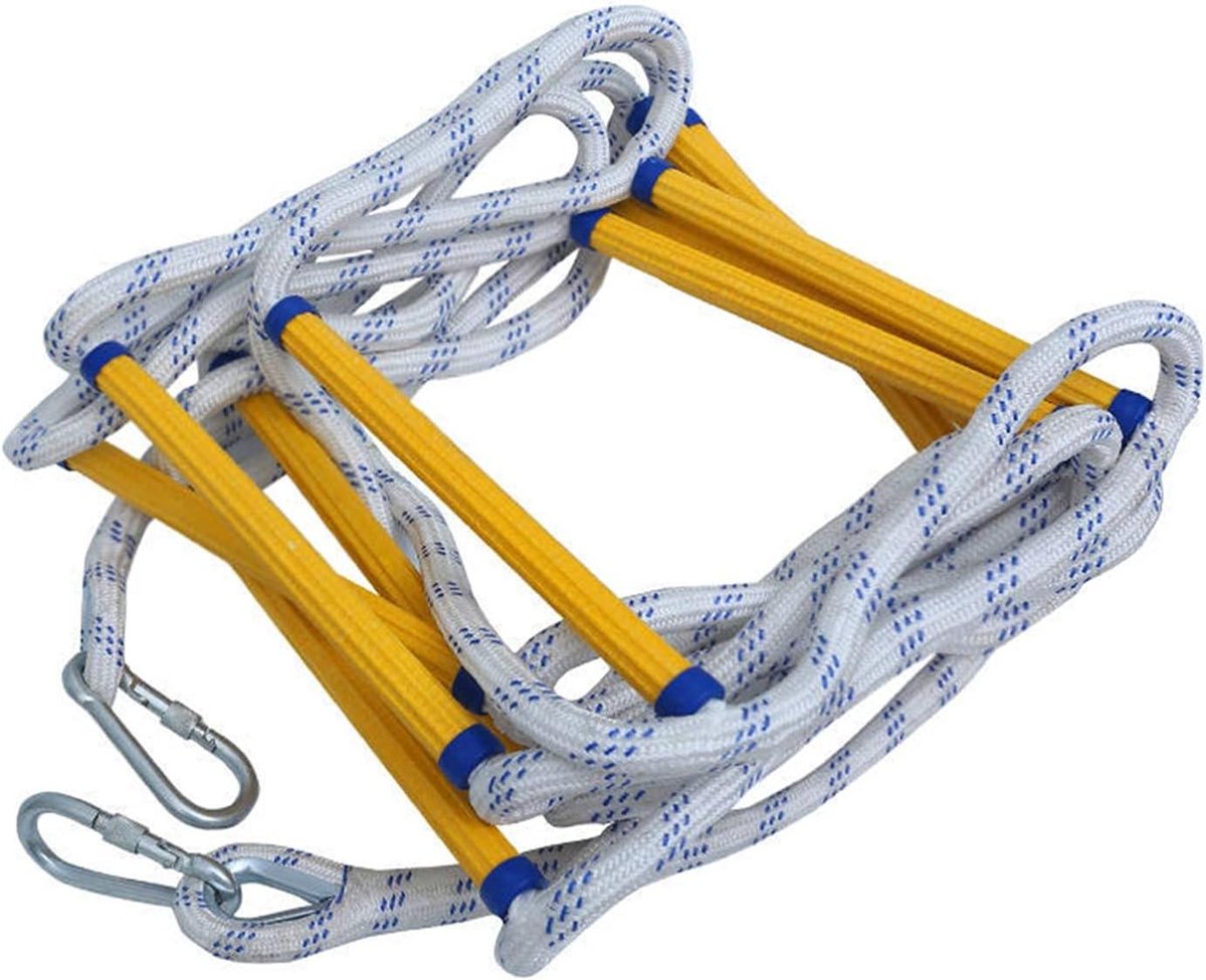 Veiligheid Touwladder - Noodladder Vluchtladder - Snelle Evacuatie - Duurzaam Hars & Polyester - 7 Meter - Zwart