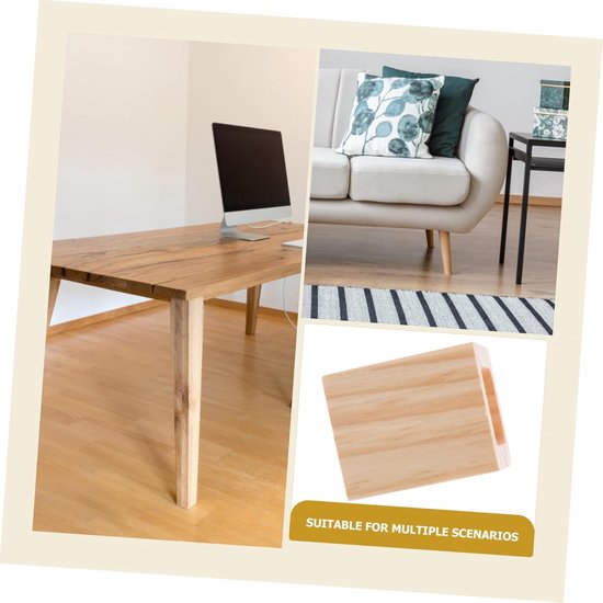 Houten Meubelverhogers - Pootverhogers Set - Meubels Verhogen - Antislip Stabiliteit - 8 Stuks - Beige van Houten — afbeelding 4