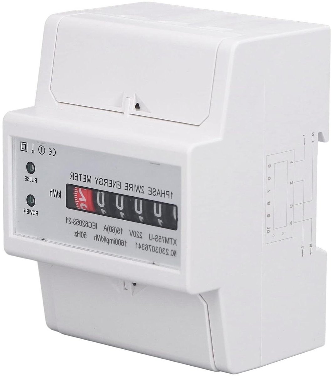 Energiemeter - Vermogensmeter Teller - Energieverbruik Meten - Railmontage Ontwerp - DC220V 60A - Grijs