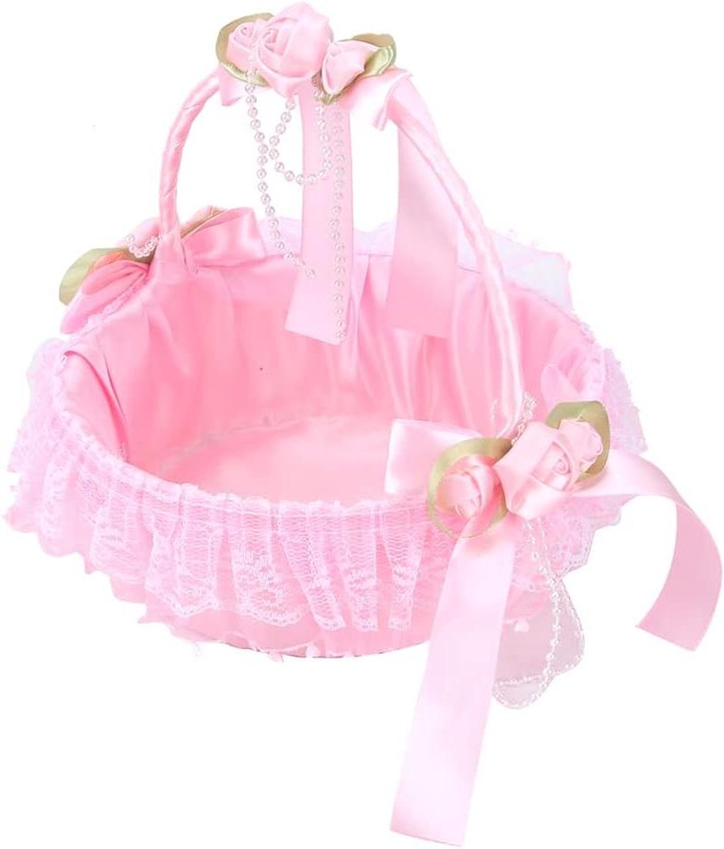 Bloemenmeisjesmand - Bruiloft Decoratie - Bruiloft Versieren - Zoet Levendig Ontwerp - 23 cm Hoog - Roze