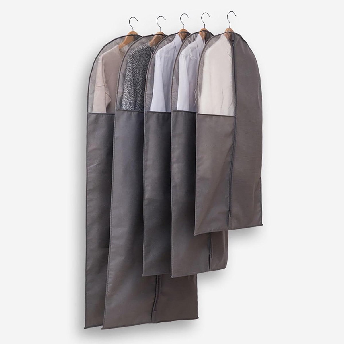 Kleding Stofhoes - Ophangtas Ademend - Kleding Beschermen - Transparant Raam - 60 x 135 cm - Grijs