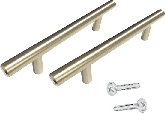 Set van 2 RVS handgrepen van 128mm met schroeven.