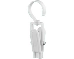 Wasknijpers met Haak - Kledingclips - Kleding Ophangen - 360 Graden Draaibaar - 10 Stuks - Wit