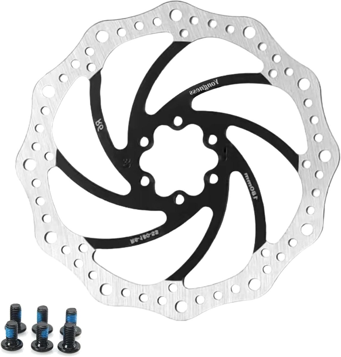 Fiets Rem Schijf - Remrotor - Veilig Fietsen - Roestvrij Staal - 180mm - Zwart