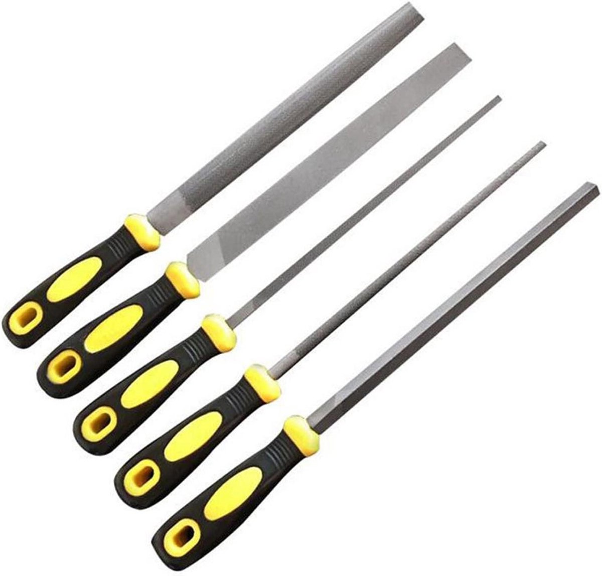 Metaalvijlenset - Ingenieurvijlen - Metaal Bewerken - 5 Delig Set - 200mm - Zwart Geel