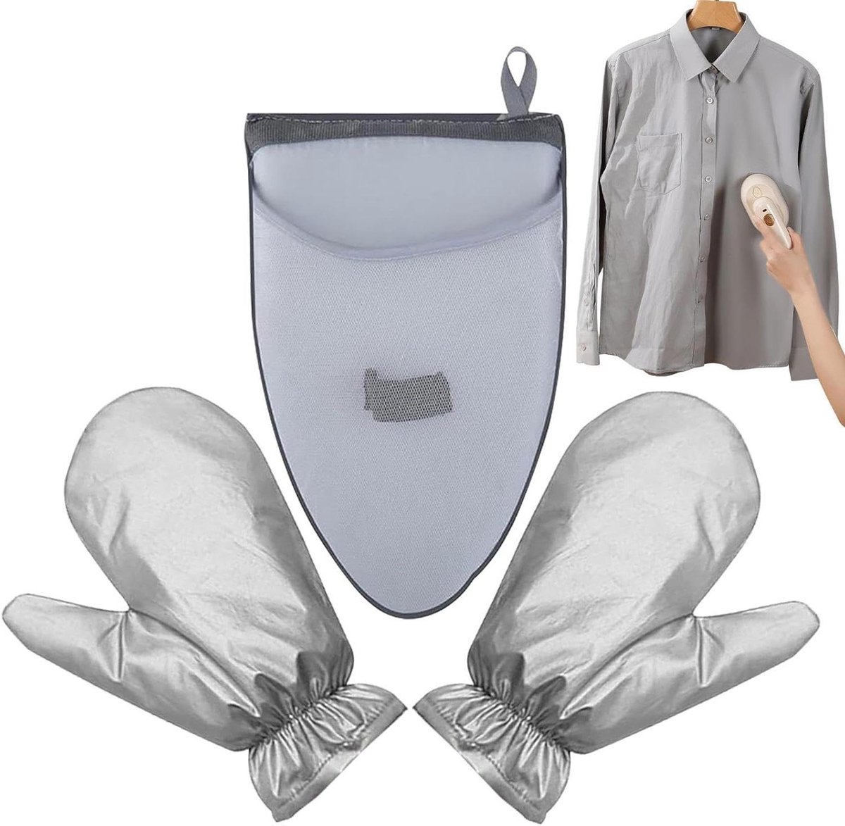 Stoomhandschoenen Kleding - Stoom Beschermers - Kreukels Verwijderen - Hittebestendig Verdikt - 25x15 cm - Grijs