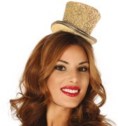 Guirca Carnaval verkleed mini hoedje voor diverse thema's - goud - glitters - dames
