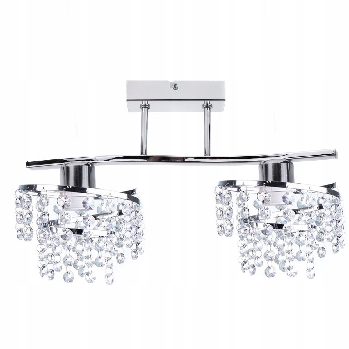Luxe kristallen plafondlamp - Chroom, E27, 2 lampen